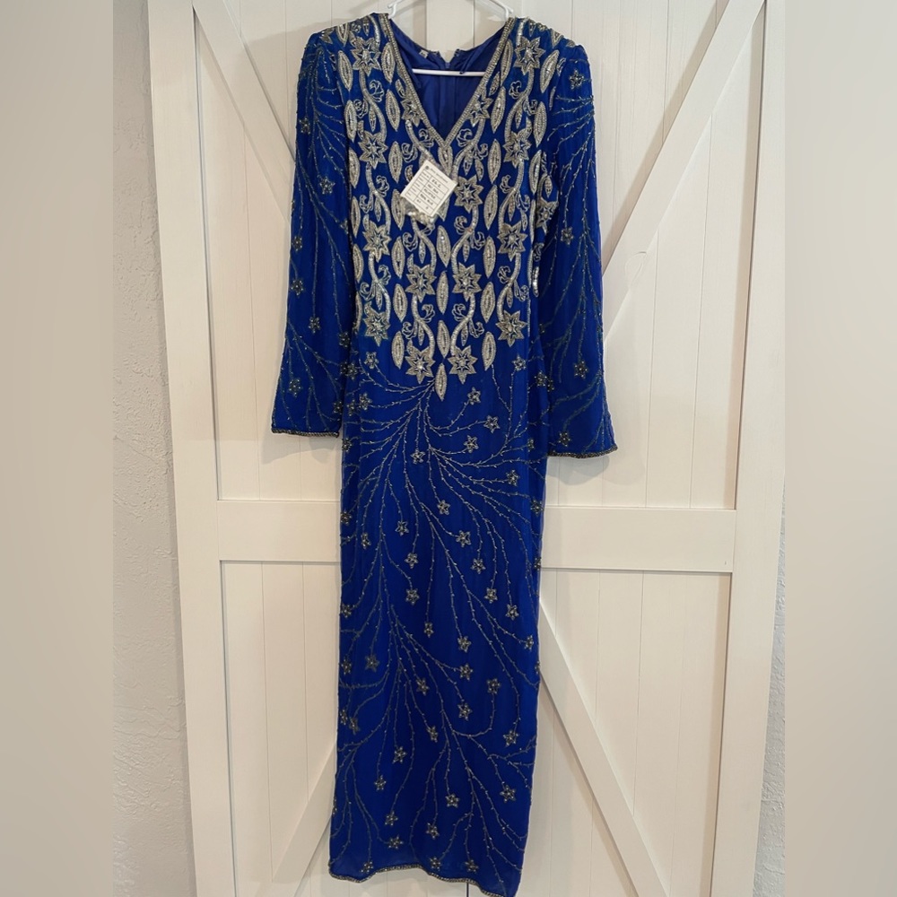 Vintage blue dress that was custom made 100%silk